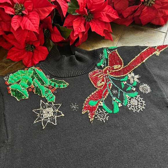 I.B. Diffusion Sequin and Embroidery Poinsettia Holiday Sweater (NEW) - Picture 4 of 11